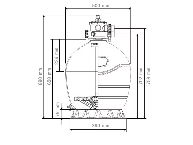 Ukuran filter pasir silika 90 kg
