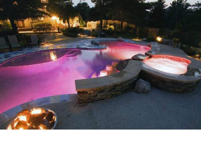 Contoh lampu kolam renang warna warni