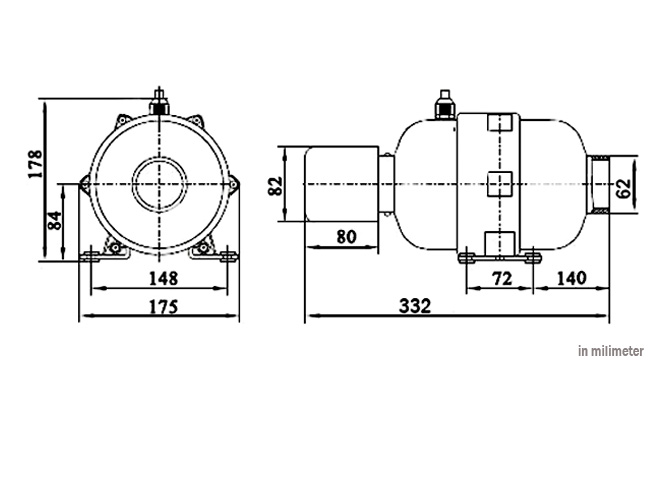 Ukuran teknis blower udara PB 700V2